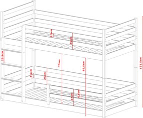 MINI 90x190 white bunk bed Lano Furniture