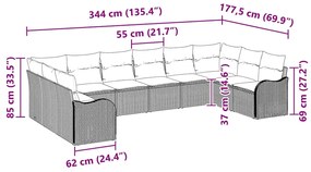 vidaXL Σετ Καναπέ Κήπου 10 pcs Μπεζ και λευκό συνθετικό ρατάν