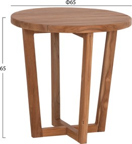 ΤΡΑΠΕΖΙ ΜΕΣΗΣ ΣΤΡΟΓΓΥΛΟ KOLIN HM6650 ΞΥΛΟ TEAK ΦΥΣΙΚΟ Φ65x65Υεκ.