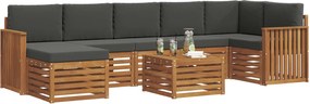 vidaXL Σειρά Καναπέ Εξωτερικού με μαξιλάρι 8 pcs Φυσικό και Ανθρακί