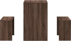vidaXL Τραπεζαρία 3 τεμαχίων και σετ πάγκων καφέ δρυς