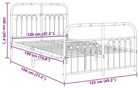 ΠΛΑΙΣΙΟ ΚΡΕΒΑΤΙΟΥ ΜΕ ΚΕΦΑΛΑΡΙ&amp;ΠΟΔΑΡΙΚΟ ΜΑΥΡΟ 120X190ΕΚ. ΜΕΤΑΛΛΟ 376615