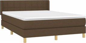 vidaXL Κρεβάτι Boxspring με Στρώμα Σκούρο Καφέ 140x190 εκ. Υφασμάτινο