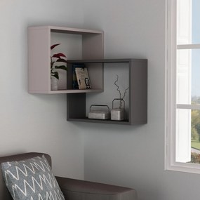 Ράφι Τοίχου Ανοιχτό Μόκα / Ανθρακί ODRUR 68x60x68