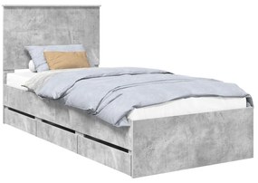 vidaXL Σκελετός Κρεβατιού Σκυρόδεμα Γκρι 90 x 200 cm Μηχανήματος Ξύλο