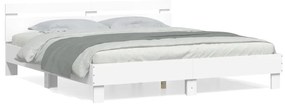 Πλαίσιο Κρεβατιού με Κεφαλάρι Λευκό 200x200 εκ. Επεξ. Ξύλο