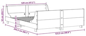 Σκελετός Κρεβατιού Χωρίς Στρώμα 120x200 εκ Μασίφ Ξύλο Πεύκου - Καφέ