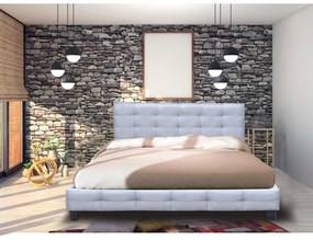 Κρεβάτι FIDEL 180x200cm Ύφασμα Γκρι 188x215x107(Στρώμα 180x200)cm