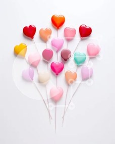 Intra Συλλεκτικό Ξύλινο Παζλ Plywood  4mm - Πολύχρωμα μπαλόνια σε σχήμα καρδιάς σε ραβδιά Σε Ξύλινο Κουτί - Διαστάσεις Puzzle: 10x10 cm – 25 κομμάτια