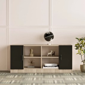 Βιβλιοθήκη ArteLibre EDMONTON Οξιά/Μαύρο Μοριοσανίδα 139.8x46.3x61.8cm-15350133