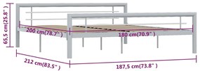 Πλαίσιο Κρεβατιού Γκρι / Λευκό 180 x 200 εκ. Μεταλλικό - Γκρι