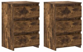 vidaXL Κομοδίνα 2 τεμ. Καπνιστή Δρυς 40x35x62,5 εκ. Επεξεργασμένο Ξύλο