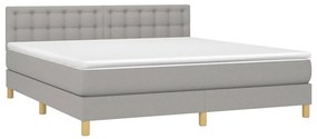 vidaXL Κρεβάτι Boxspring με Στρώμα &amp; LED Αν.Γκρι 160x200 εκ Υφασμάτινο