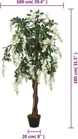 vidaXL Γλισίνια Τεχνητή 1260 Φύλλα Πράσινο / Λευκό 180 εκ.