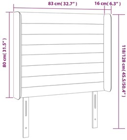 Κεφαλάρι Κρεβατιού LED Ανοιχτό Γκρι 83x16x118/128εκ. Βελούδινο - Γκρι