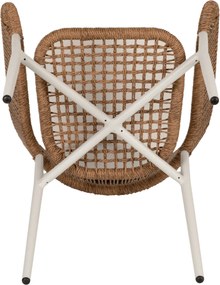 Πολυθρόνα Κήπου ArteLibre KARURU Λευκό/Φυσικό Αλουμίνιο/Rattan 63x63x77cm