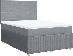 vidaXL Κρεβάτι Boxspring με Στρώμα Ανοιχτό Γκρι 140x200 εκ. Υφασμάτινο