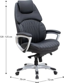 Καρέκλα γραφείου διευθυντική Duke Megapap από τεχνόδερμα χρώμα μαύρο 72x70x120/125εκ.