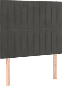 vidaXL Κρεβάτι Boxspring με Στρώμα Σκούρο Γκρι 100x200 εκ. Βελούδινο