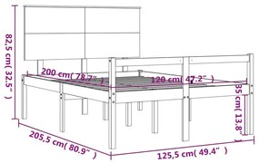 Κρεβάτι Ηλικιωμένου με Κεφαλάρι 120 x 200 εκ. Λευκό Μασίφ Ξύλο - Λευκό