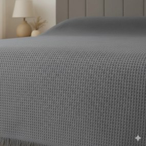 Stewehome Μονό λευκό πικέ από βαμβάκι με φουντίτσα 160x230 cm