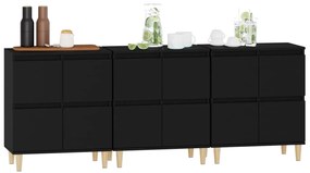 vidaXL Ντουλάπια 3 τεμ. Μαύρα 60x35x70 εκ. Επεξεργασμένο Ξύλο