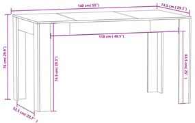 ΤΡΑΠΕΖΑΡΙΑ ΜΑΥΡΗ 140 X 74,5 X 76 ΕΚ. ΑΠΟ ΜΟΡΙΟΣΑΝΙΔΑ 804203