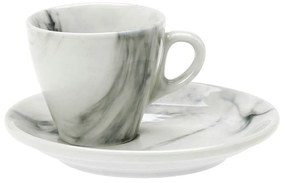 Φλυτζάνι Καφέ Με Πιατάκι Onyx 47.900.17 White-Grey Cryspo Trio Porcelain
