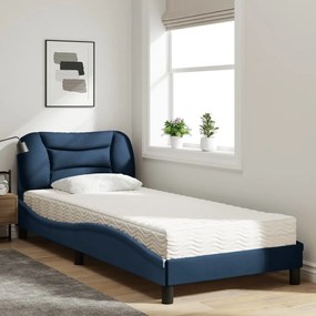 vidaXL Κρεβάτι με Στρώμα Hvar Μπλε 90x190 εκ.Υφασμάτινο