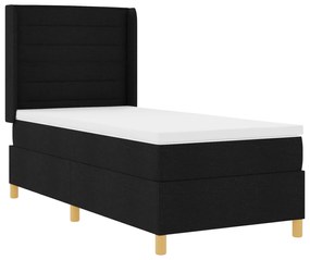 vidaXL Κρεβάτι με Σκληρή Βάση και Στρώμα - Μαύρο, 80x200 εκ, Ύφασμα