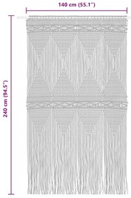 vidaXL Κουρτίνα Μακραμέ Μπλε 140 x 240 εκ. Βαμβακερή