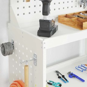 vidaXL Καρότσι εργαλείων με ράφι Λευκό 65 x 35 x 111 εκ Κρύα χάλυβας