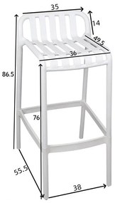 Σκαμπό μπαρ Laudre pp σε ανθρακί απόχρωση 56x36x87εκ 56x36x87 εκ.