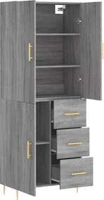 vidaXL Ντουλάπι Γκρι Sonoma 69,5 x 34 x 180 εκ. Επεξεργασμένο Ξύλο