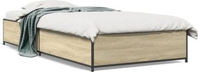 vidaXL Πλαίσιο Κρεβατιού Sonoma Δρυς 75 x 190 εκ. Επεξ. Ξύλο &amp; Μέταλλο