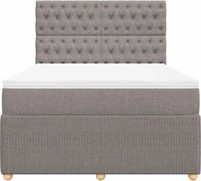 vidaXL Κρεβάτι Boxspring με Στρώμα Taupe 140x200 εκ. Υφασμάτινο