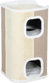 Cat Scratching Barrel Cat Tree 3 Tier Heavy Duty Μαλακό βελούδινο Retreat Μπεζ
