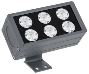 GloboStar FLOOD-DANY 90376 Προβολέας Wall Washer για Φωτισμό Κτιρίων LED 24W 2280lm 5° DC 24V Αδιάβροχο IP65 Μ16 x Π9.5 x Υ7.5cm Φυσικό Λευκό 4500K - Γκρι Ανθρακί - 3 Χρόνια Εγγύηση