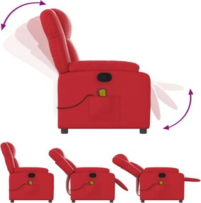 vidaXL Πολυθρόνα Μασάζ Ανακλινόμενη Κόκκινη από Συνθετικό Δέρμα