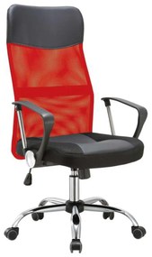 Πολυθρόνα Γραφείου Διευθυντή BF2400-PVC Χρώμιο/Pvc&amp;Mesh Κόκκινο/Μαύρο