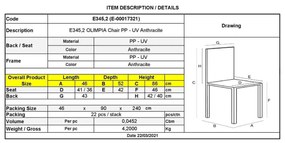 Καρέκλα Olimpia Πλαστική Ανθρακί 46x52x86cm
