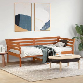 Καναπές Κρεβάτι Καφέ Κεριού 75 x 190 εκ. από Μασίφ Ξύλο Πεύκου - Καφέ