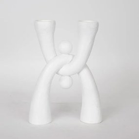Κηροπήγιο Polyresin Λευκό 19x6,5x25,5εκ. ESTHETI 752-26015