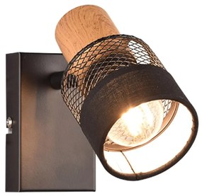 Φωτιστικό Τοίχου - Απλίκα Nandina 811700132 7x17x13cm 1xE14 10W Black-Natural Trio Lighting