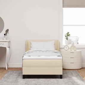 vidaXL Κρεβάτι box spring με στρώμα με στρώμα Κρεμ 90 x 200 cm ύφασμα