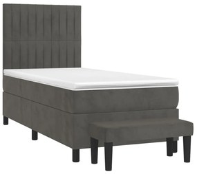 ΚΡΕΒΑΤΙ BOXSPRING ΜΕ ΣΤΡΩΜΑ ΣΚΟΥΡΟ ΓΚΡΙ 90X200 ΕΚ. ΒΕΛΟΥΔΙΝΟ 3137942