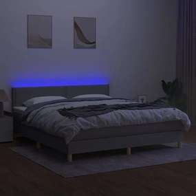 Κρεβάτι Boxspring με Στρώμα &amp; LED Αν.Γκρι 160x200 εκ Υφασμάτινο - Γκρι