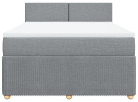 vidaXL Κρεβάτι Boxspring με Στρώμα Ανοιχτό Γκρι 140x190 εκ. Υφασμάτινο