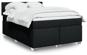 vidaXL Κρεβάτι Boxspring με Στρώμα Μαύρο 160x200 εκ. Υφασμάτινο