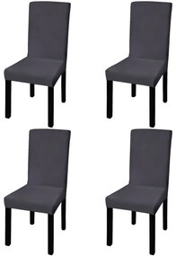 vidaXL Κάλυμμα Καρέκλας Ελαστικό Ίσιο 4 τεμ. Ανθρακί